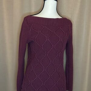 LOFT Boat Neck Burgundy Sweater